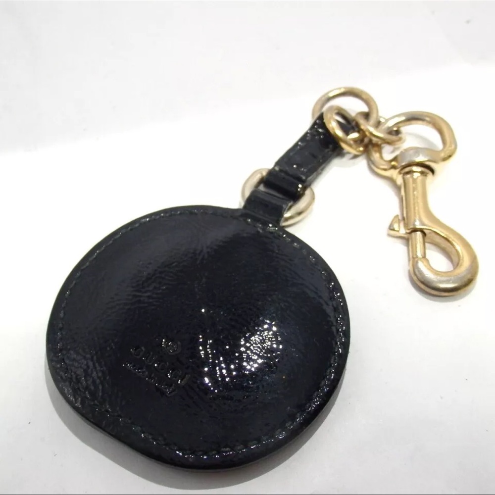 AUTH GUCCI GG Patent Leather Keychain Bag Charm Black - Picture 2 of 5